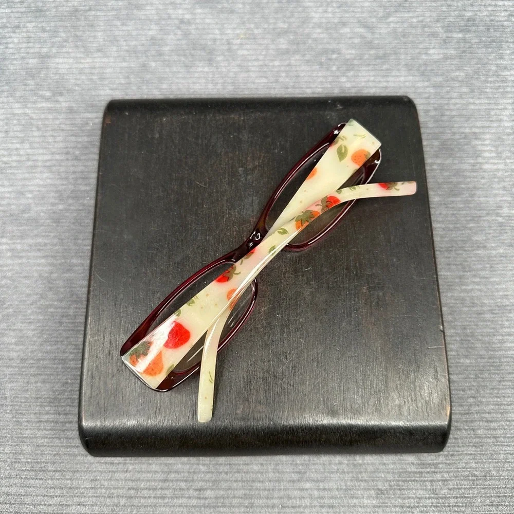 Foster Grant Summers WIN Red Strawberry Print Reading Y2K Glasses +1.25 PL1014